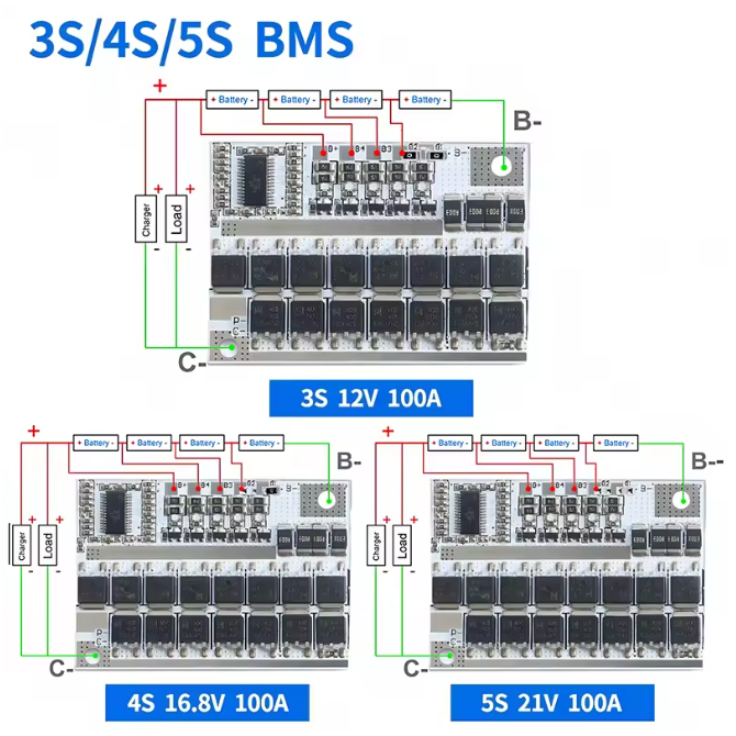 3S/4S/5S 100A BMS Balance Schutzplatine Für Li-Ion Produktbild-Vorschau 2