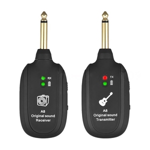 A8 UHF <b>Wireless</b> Guitar System Transmitter <b>Receiver</b> 50M for Electric Bass Guitar Musical Instrument Transceiver USB Rechargeable - Product Image 1