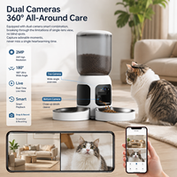 Distributeur automatique intelligent pour animaux de compagnie 6L WiFi, en plastique et acier inoxydable, double bol avec caméra pour l'alimentation des chats et des chiens