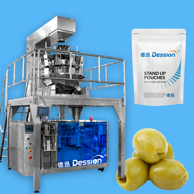 Macchina imballatrice di riempimento del sacchetto della chiusura lampo delle olive di pesatura automatica macchina imballatrice di riempimento del sacchetto di Doypack delle olive snocciolate ripiene