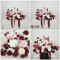 Luxuriöses Burgunderrotes und Weißes Blumenarrangement für Hochzeiten Rose Lilie Pfingstrose Hochwertige Boden- und Altar-Blumenreihen-Dekoration