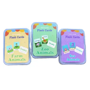 Tarjetas flash de aprendizaje de palabras en inglés para niños, animales baratos, venta al por mayor