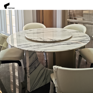 Tavolo da Pranzo Rotante Quadrato Personalizzabile in Marmo <span class=keywords><strong>Lilla</strong></span> Tostone, Ecologico e Durevole, per Casa e Hotel - Product Image 5