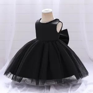 I bambini eleganti neri vestono dai 3 ai 9 anni che bordano abiti in Tulle vestito formale da festa per bambini all'ingrosso