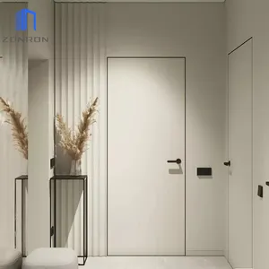 Zonron 8 pieds porte intérieure interne affleurant blanc Mdf Cnc sculpté panneau solide luxe intérieur porte en bois porte de maison