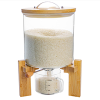 Distributeur de riz 5/8 L pour l'organisation de la cuisine et du garde-manger, distributeur de céréales en verre avec couvercle hermétique