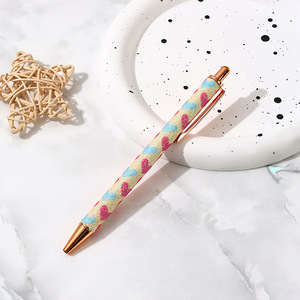 Sparkly Heart <b>Glitter</b> Pattern Press Metal Ballpoint Pen Wholesale Gift Pen For Wedding Business Promotion - Product Image 4