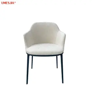 Modern Fabric Metal Legs Dining chair Restaurant Furniture Cotton linen caratos Dining Chair