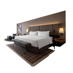 Juego de Muebles de Hotel Modernos y Económicos de 3 a 5 Estrellas, Juego de Dormitorio Doble con Estructura de Cama de Panel de Madera y Cabecera - Product Image 3