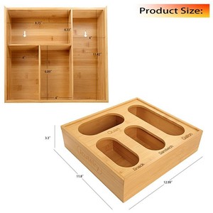 Wooden Cling Film <b>Storage</b> <b>Box</b> Rectangular Natural Wood Color Desktop Organizer <b>Kitchen</b> Drawer <b>Storage</b> Container - Product Image 4