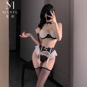 Lencería Sexy Manyu, Conjunto de Dos Piezas con Sujetador de Encaje de Tres Puntos, Camisón Tentador, No es Necesario Quitarlo, Uniforme 9476 - Product Image 2