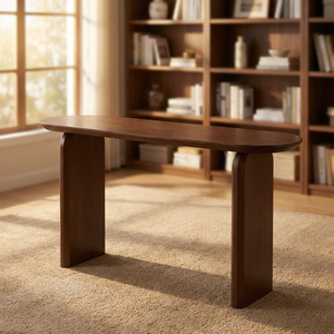 Modern Scandinavian Japandi Black Walnut Wood Veneer Oval <strong>Dining</strong> <strong>Table</strong> 2 Seater <strong>140cm</strong> Minimalist MDF <strong>Dining</strong> Room Furniture - Product Image 1