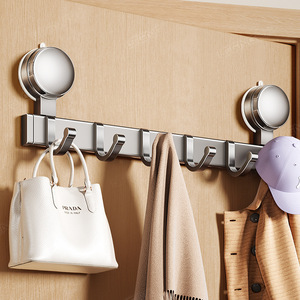 Suction Cup Hook Storage Rack Wall Mounted Heavy Duty With Hooks For Clothes Organizer Behind Door Rectangle Shape - Product Image 1