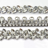 Chaîne de strass en verre 3D de luxe, autocollante, thermocollante, extensible, pour robe de mariée, jupe, épaule, DIY