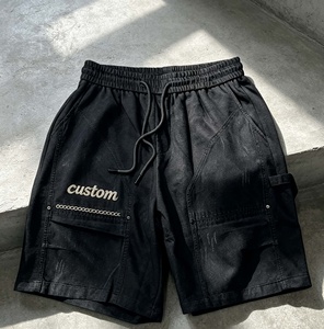 Shorts cargo vintage personnalisés pour hommes, style streetwear d'été, amples, à double genouillère, avec poches latérales - Product Image 1