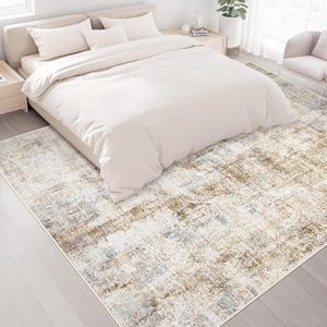 <span class=keywords><strong>Tapis</strong></span> d'intérieur abstraits modernes 8x10 à poils ras lavables doux résistants aux taches beige pour salon grande taille salle à manger bleu brun - Product Image 3