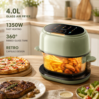 Penggorengan Udara 4.0L 1350W Kontrol Digital Tangki Bergaris 360 Derajat Memasak Tanpa Minyak Desain Kapsul Retro KA05005