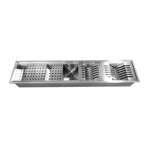 Calha Umida 90cm Canal Organizador <span class=keywords><strong>De</strong></span> Cozinha Em Aco Inox Com Accessoires Escovada Acier Inoxydable <span class=keywords><strong>Gouttière</strong></span> Bar Éviers - Product Image 1