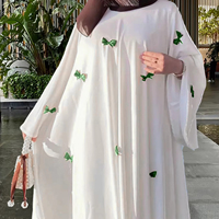 Robe longue modeste pour les femmes arabes du Moyen-Orient Polyester Automne Luxe Papillon Abaya Robe Dubaï