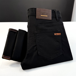Pantalones Vaqueros Negros Lavados de Primavera y Otoño para Hombre, Pantalones Casuales de Negocios de Alta Gama, Pantalones Rectos de Pierna Pequeña con Contraste de Color Simple - Product Image 3