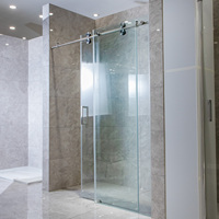 Porte de douche coulissante sans cadre en verre trempé, acier inoxydable 304, grandes roulettes, cabine de douche sur mesure pour hôtel