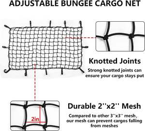 22x38インチ ラバーバンジーカーゴネット 2x2インチメッシュと12個の調節可能なフック付き 車/ATV/ボート/SUV/バン/トレーラー/スノーモービル用 (ブラック) - Product Image 3