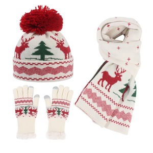 2025 noël hiver <span class=keywords><strong>bonnet</strong></span> écharpe <span class=keywords><strong>gants</strong></span> ensemble 3 pièces plaine dessin animé tricoté chaud chapeau pour filles femmes hommes pour la fête cadeau de noël - Product Image 4