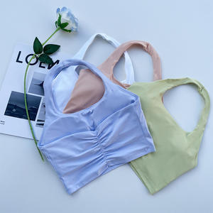 Tank Top Olahraga Pendek Wanita Berkerut Multi-warna Ramah Kulit Bernapas untuk Yoga Kebugaran Pakaian Dalam & Luar Kamisol - Product Image 4