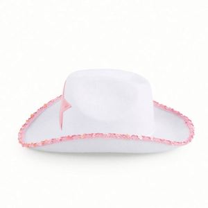 Wholesale Bulk Stock Western Style Sequin Shiny Cowgirl <b>Hats</b> Fedora Party <b>Hats</b> White <b>Wedding</b> Cowboy <b>Hats</b> - Product Image 6
