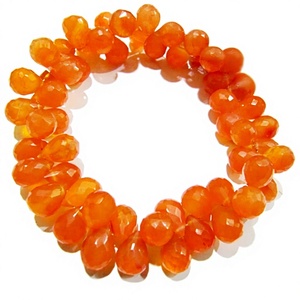Natural Carnelian Tear <b>drop</b> Shape Briolette Faceted 6x9mm Gemstone Beads Strand 8 inches long - Product Image 1