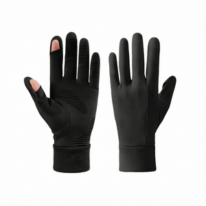 Vente flash - Gants d'hiver pour le cyclisme, les sports de plein air et la course à pied, en polyester/coton, imperméables, unisexes, chauds, compatibles avec les écrans tactiles, à doigts entiers - Product Image 1