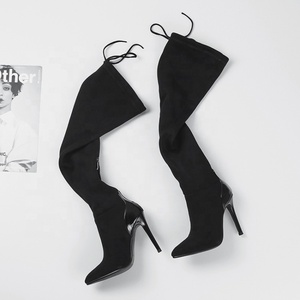 Wholesale China Factory Handmade Women's Lace-Up Autumn/Winter Thigh High Over-the-Knee <b>Boots</b> High Heel Stretch Anti-Slippery - Product Image 6