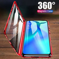 مزدوج الوجهين الزجاج المغناطيسي حافظة جراب هاتف شاومي Mi 8 9 CC9 Redmi نوت 7 8 9S Pro