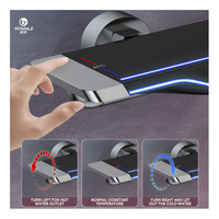 Robinet de douche moderne monocommande en acier inoxydable, nouveau design, avec fonction pause, pommeau de douche à fonction pause, cartouche céramique