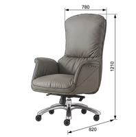 Chaise de bureau ergonomique de luxe en cuir avec accoudoirs, siège et dossier confortables, base en acier, siège pivotant
