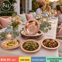Lot de Plats de Dîner en Acier Inoxydable, Motif Tournesol en Relief, Bord Ondulé, 30 35 40 45 48cm, Épais, Poli Miroir, Empilable
