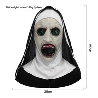 Masque en latex effrayant de nonne souriante pour Halloween, idéal pour les farces et maquillages effrayants, parfait pour le bricolage.