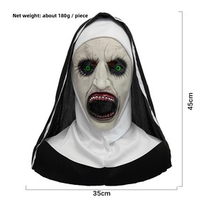 Masque en latex effrayant de nonne souriante pour Halloween, idéal pour les farces et maquillages effrayants, parfait pour le bricolage. - Product Image 5