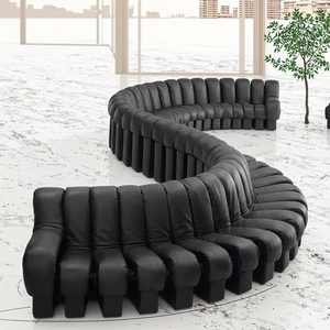 Enorme Laranja Macaco Couro Cama Sofá De Madeira Conjunto Clássico Sofás De Casa De Luxo Curvo Sofá Sala De Estar - Product Image 1