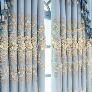 <span class=keywords><strong>Rideau</strong></span> <span class=keywords><strong>occultant</strong></span> moderne à <span class=keywords><strong>double</strong></span> couche en tissu transparent brodé pour le format de corde intégré du salon et de la chambre à coucher - Product Image 4