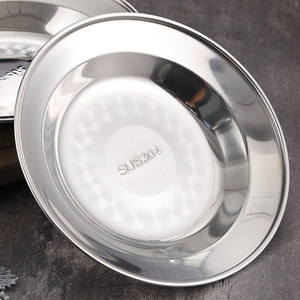 Plato Hondo de Acero Inoxidable 304, Apto para Alimentos, Plato Redondo para Servir, Vajilla para Cocina y Hogar - Product Image 3