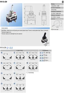 SCI R13-29 Toggle Switch From Taiwan Maximum Current Of 15A For Toggle Switches Category