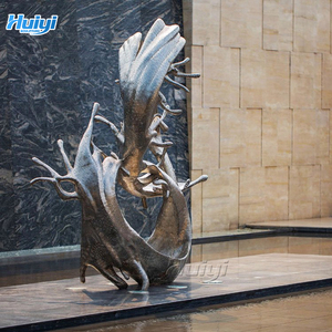 बड़े आउटडोर शॉपिंग मॉल धातु पानी की लहर प्रतिमा आधुनिक पॉलिश खोखले-बाहर स्टेनलेस स्टील लहर मूर्तिकला कस्टम रंग - Product Image 2