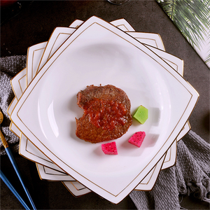 OEM/ODM Hand-<strong>Painted</strong> Gold Edge 10inch Flat <strong>Ceramic</strong> Gold Rimmed Dinner Plates <strong>Elephant</strong> Porcelain Plates - Product Image 6