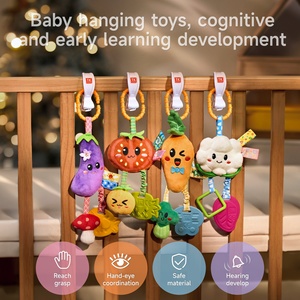 Jouets à suspendre en peluche pour bébés Tumama, hochets doux en forme de fruits, anneaux de dentition pour bébés, légumes colorés à fort contraste, hochets en peluche pour berceau - Product Image 2