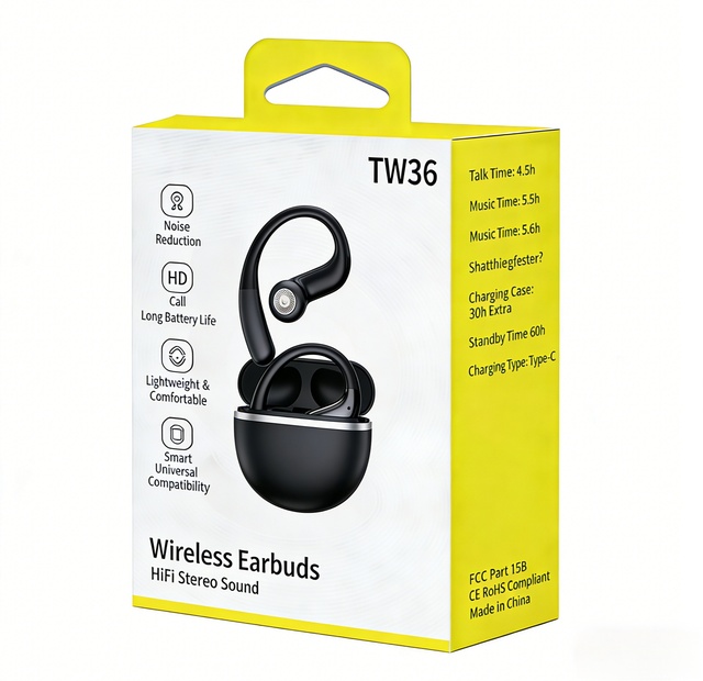 Blue-tooth 6 0 Life Waterproof Open Ear Sport Earbuds TW36 Model Non Noise Cancelling TWS Ear Hook Design Custom Fit Gym