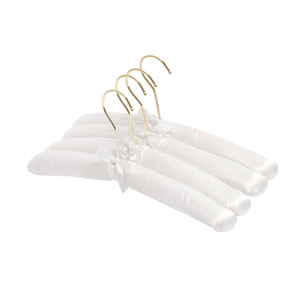 Cintre rembourré en satin blanc avec crochets dorés Cintre de vêtements de placard luxueux confortable pour chemise de <span class=keywords><strong>pull</strong></span> de <span class=keywords><strong>robe</strong></span> de mariée - Product Image 1