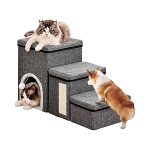 Moderne design honden trap, huisdier trap, opbergkast voor kleine honden en oudere katten, 3-traps - Product Image 1