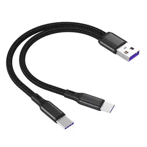 New Design Factory Portable Nylon Cable 5A For iPhone Type-C Micro-USB Super Fast Charge 2 in 1 Data Cables cord