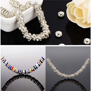 JOYFFO 100 pz perline distanziatrici Rondelle placcate argento strass di cristallo ceco per creazione di gioielli per bracciali con perline sciolte - Product Image 5